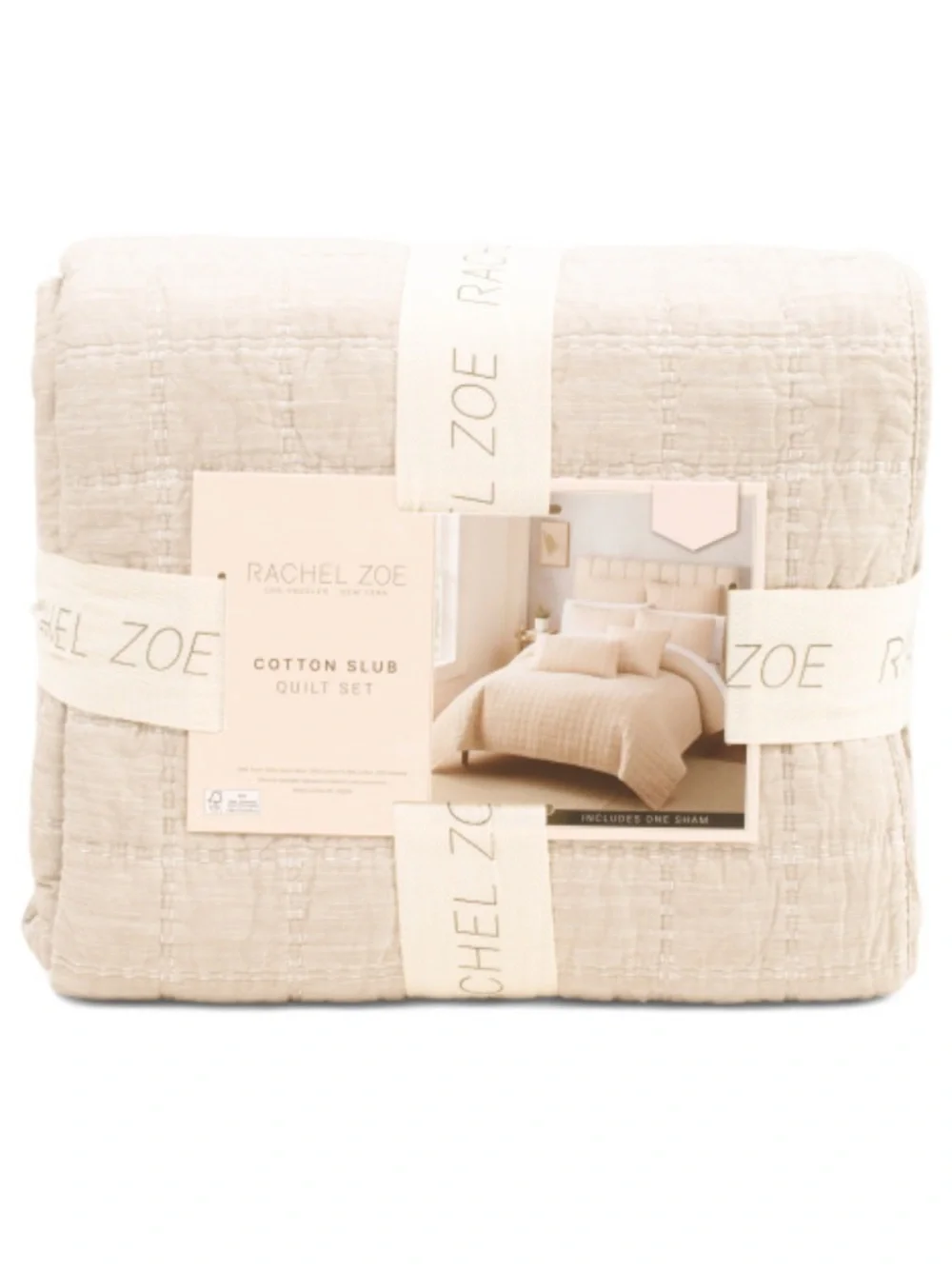 Rachel Zoe Cotton Slub Quilt Set - Natural Beige